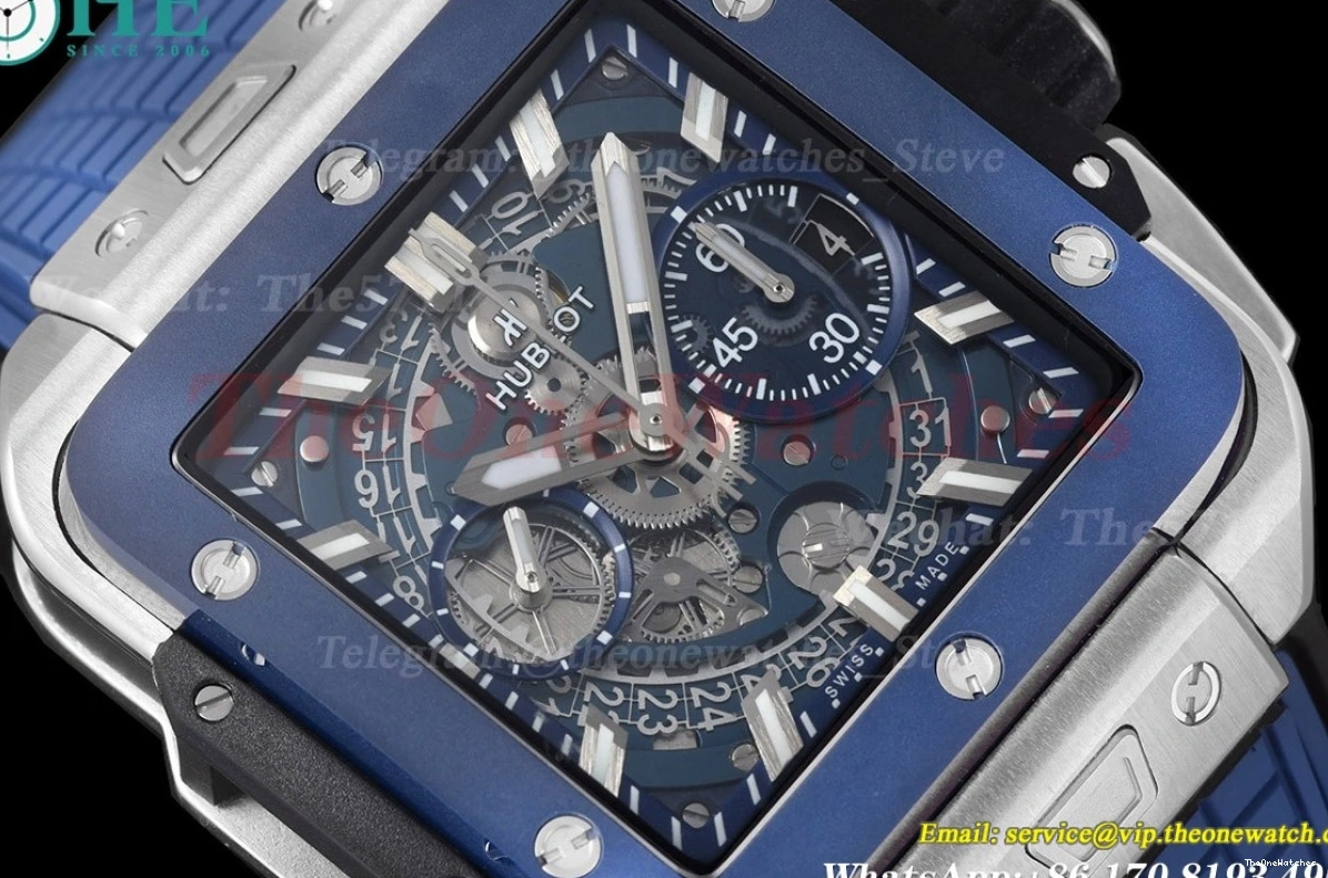 Cer HUB1280A Dial RU Square Skeleton 42mm SS Bang Blue BBF Unico 1230